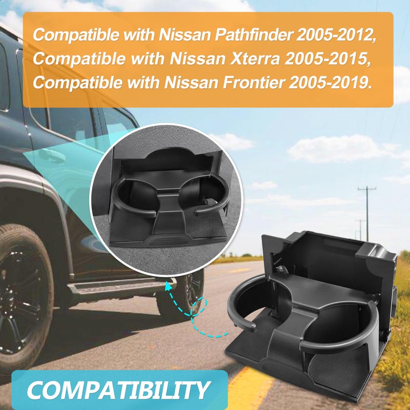 State Warehouse Cup Holder Fits for Pathfinder 2005-2012, Xterra 2005-2015, Frontier 2005-2019 REA Replace for 96965-ZP00A Rear Seat Center Console Box- Black - Image 4